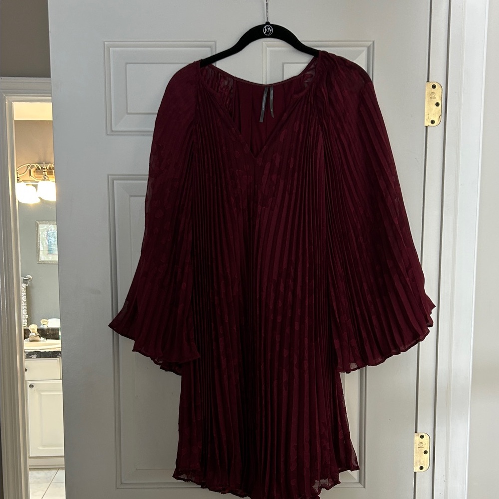 Anthropologie Burgundy Long Sleeve Dress